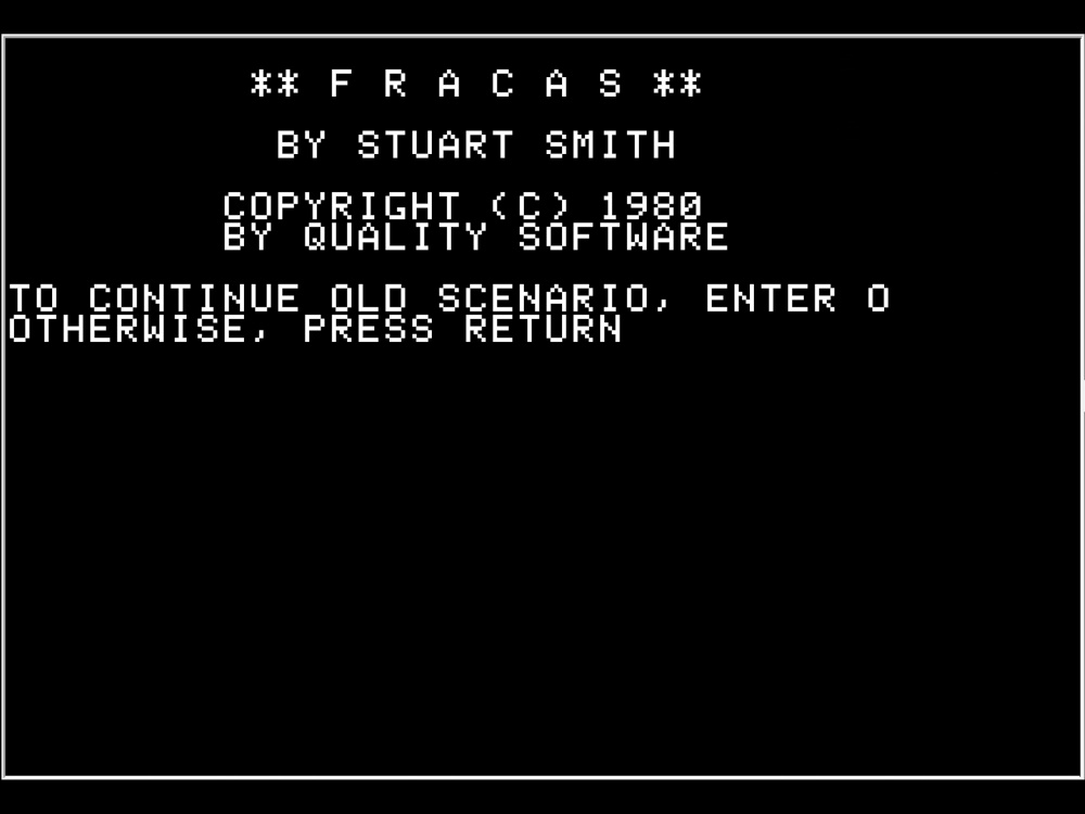 Title Screen of Fracas for Apple II